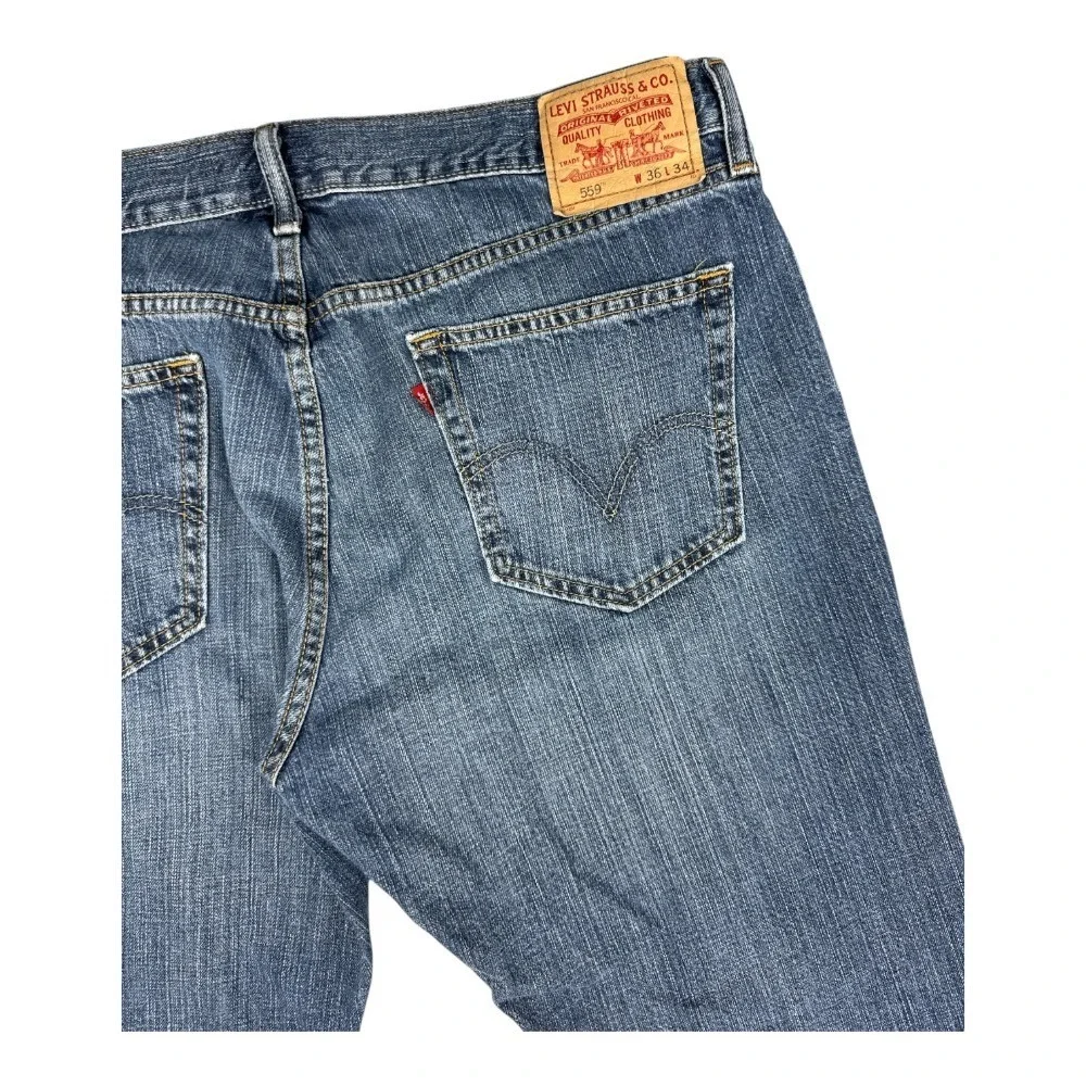 Levis 559 Relaxed Straight Mens Jeans Blue Medium Wash Denim 36x32.5